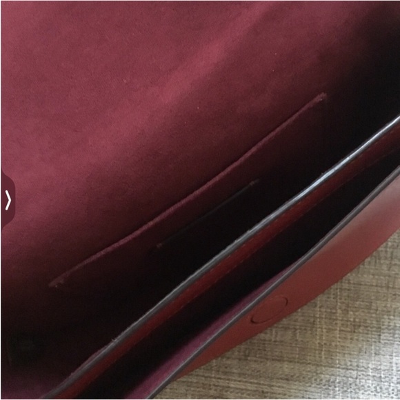 Coach Ellen Half Moon Red & White Striped Genuine Leather Crossbody Bag - Picture 9 of 10